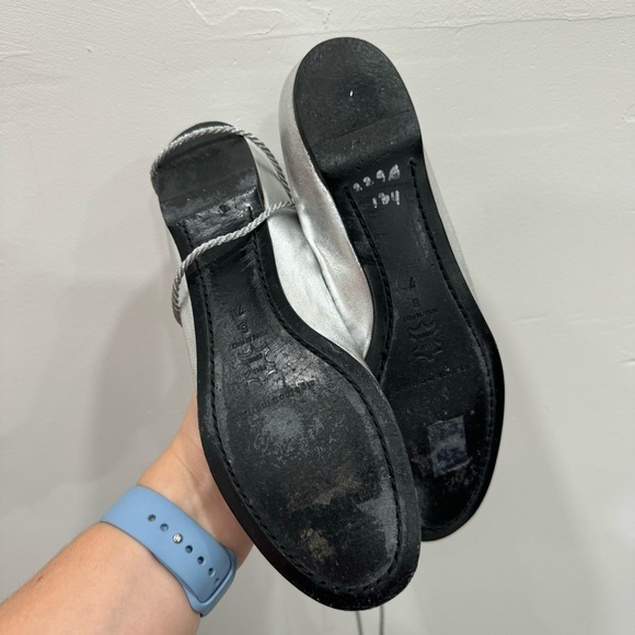 Sigerson Morrison Silver Lace-Up Ballet Flats Leather Size 7 - Picture 5 of 9